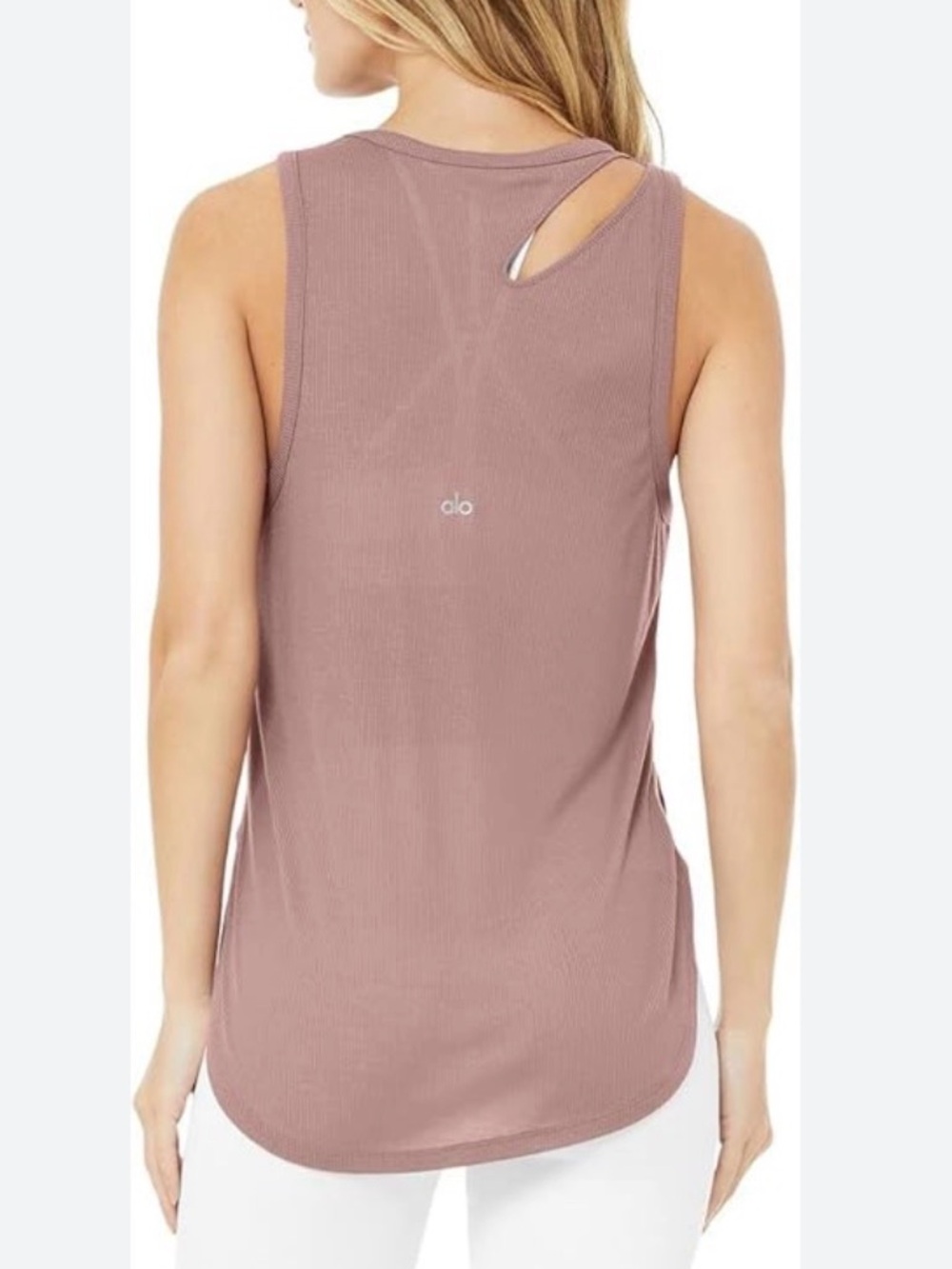 Alo Yoga Ribbed Peak Tank Woodrose Sleeveless Performance Top Women’s